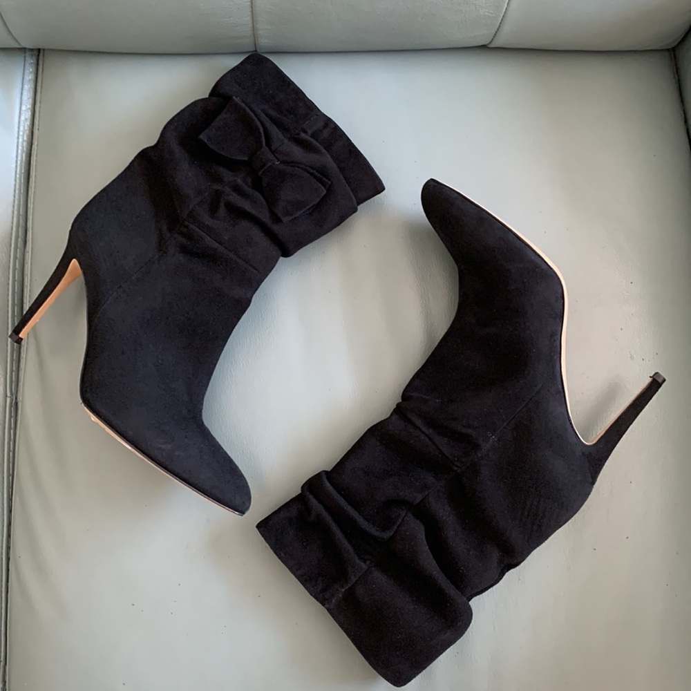 NWOT Kate Spade New York® Black New York Nod Ruched Suede Bow Bootie